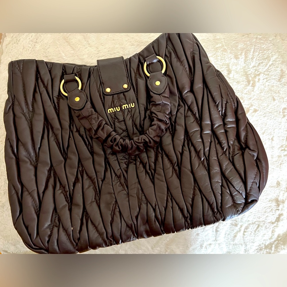 Miu Miu Brown Matelasse Lux lambskin LARGE bag